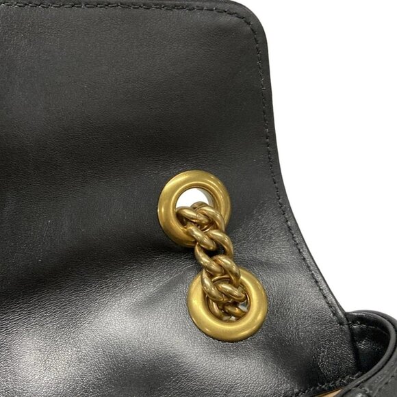 Auth GUCCI GG Marmont Quilting Small Shoulder Bag  Black Leather - Picture 12 of 16